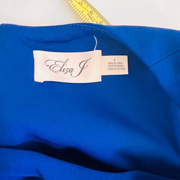 Eliza J Cold Shoulder Bell Sleeve Sheath Dress Size 4 Cobalt Blue - Picture 4 of 8
